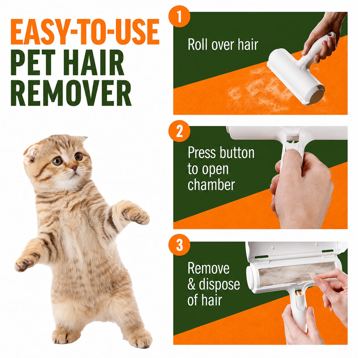 PetOaks pet hair remover — how to use in 3 steps